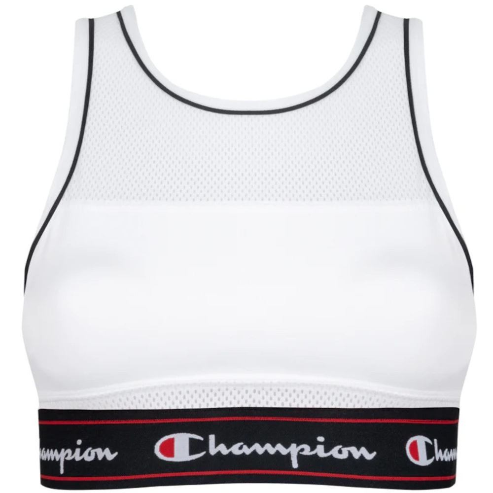 Champion White Cropped Athletic Top High Neck Size L